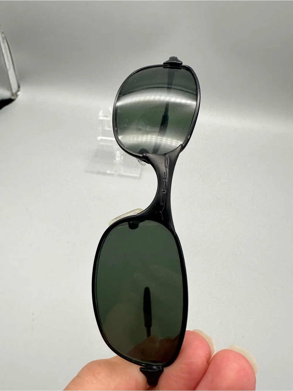 Oakley A Wire Sunglasses Matte Black Metal Frame Dark Grey Lens Vintage